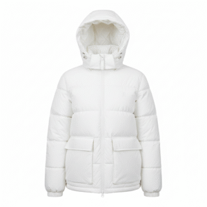 Premium Men's Arctic White Hooded Puffer Jacket – Ultra-Warm & Water-Resistant