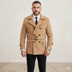 Premium Men’s Double-Breasted Wool Blend Trench Coat